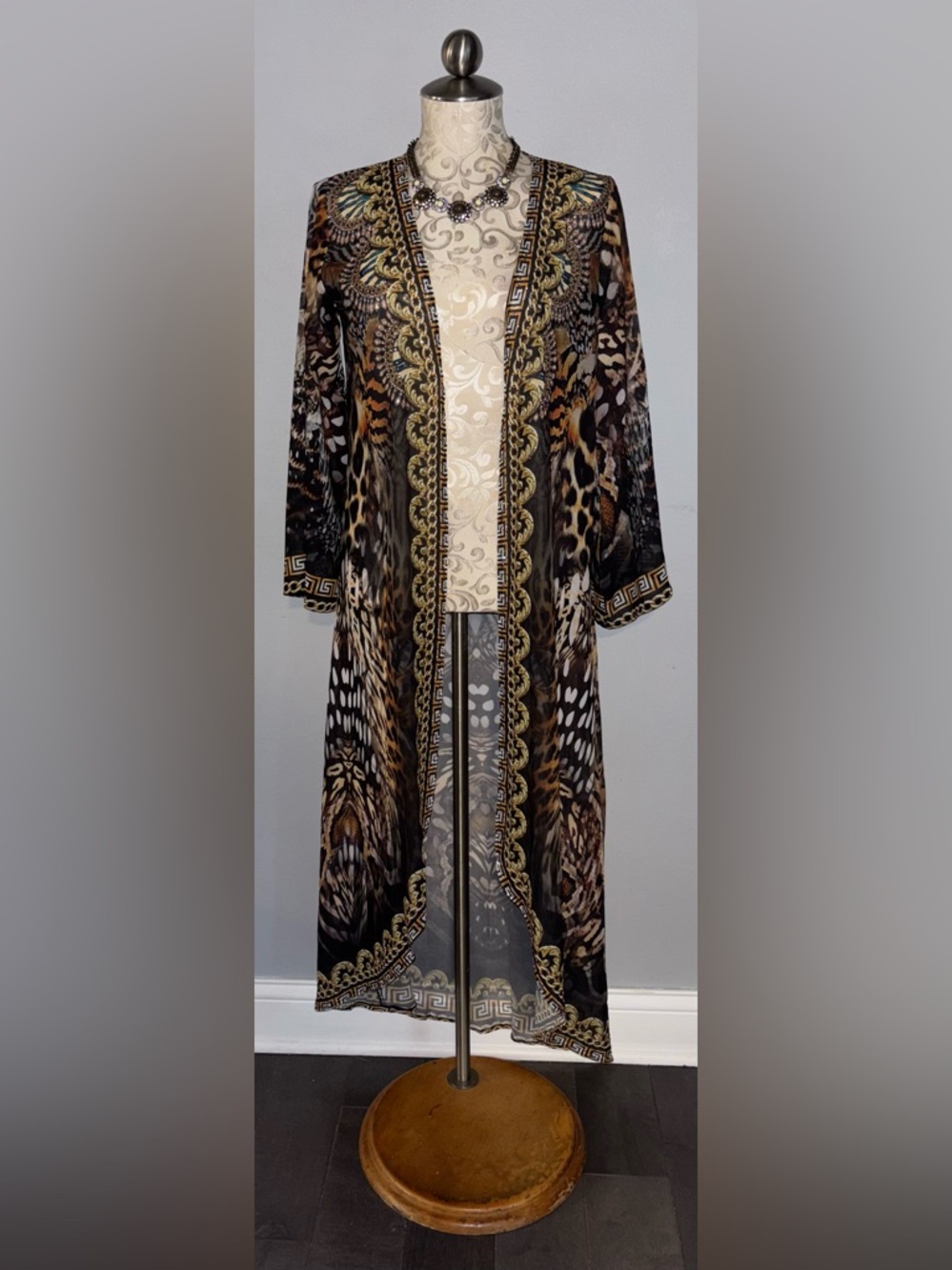 RANEES Sheer Animal Print Duster Size Small/Medium Oversized #A - Picture 3 of 7